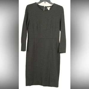 J. Crew Dress Women’s 8 Gray Sheath 3/4 Sleeve Stretch Exposer Zipper